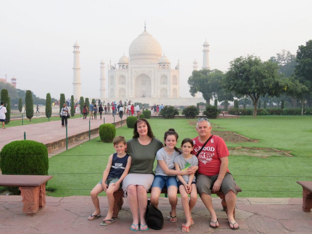Sally at Taj Mahal with family